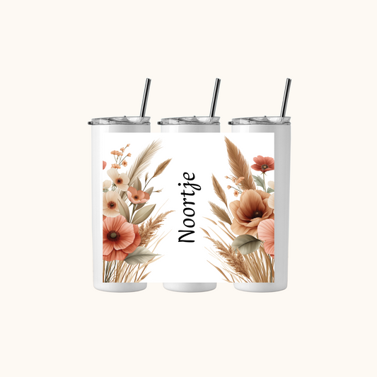 Drinkbeker met tekst - Flowers