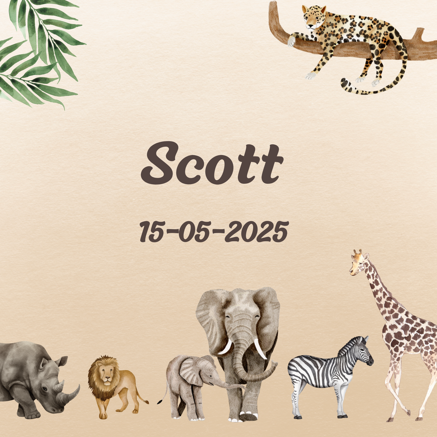 Geboortetegeltje met safaridieren