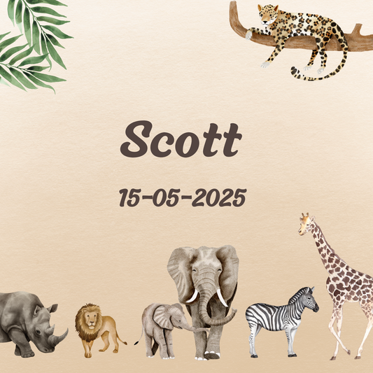 Geboortetegeltje met safaridieren